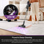 Person using a vacuum cleaner in a living room with a focus on the cleaning power of the device.
