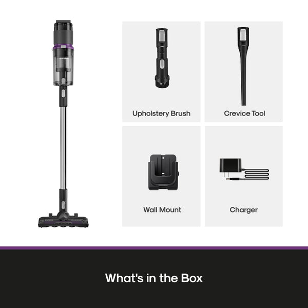 Vacuum cleaner with attachments on a white background