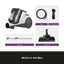 Vacuum cleaner set with its components displayed on a white background