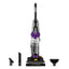 Eureka PowerSpeed bagless upright vacuum cleaner in purple color, with floor cleaning accessories placed in front.