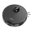 Black robot vacuum cleaner with 'eureka' branding on a white background
