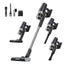 Multifunctional vacuum cleaner with various attachments on a white background